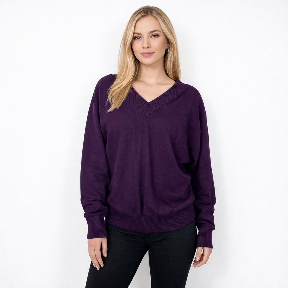 NWT Universal Standard V-Neck Blouson Sweater w Ribbing Grape 4XS #A1318